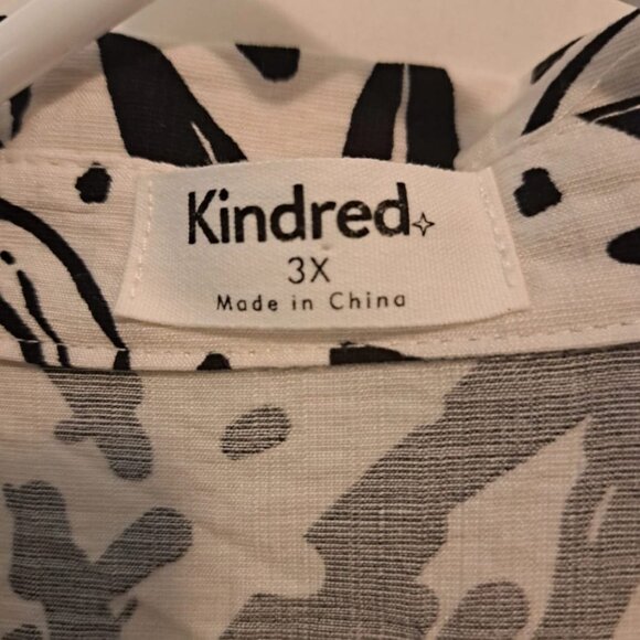 Anthropologie Kindred Womens‎ Plus 3X White/Black Floral Button Up Dress Belth - Picture 11 of 15